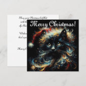 Whimsical Black Cat Santa Christmas Pet Seizoensge Feestdagenkaart (Voorkant / Achterkant)