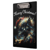 Whimsical Black Cat Santa Christmas Pet Seizoensge Klembord (Links)