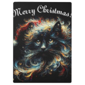 Whimsical Black Cat Santa Christmas Pet Seizoensge Klembord (Achterkant)
