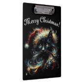 Whimsical Black Cat Santa Christmas Pet Seizoensge Klembord (Rechts)
