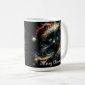 Whimsical Black Cat Santa Christmas Pet Seizoensge Koffiemok (Voorkant rechts)