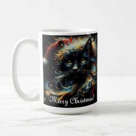 Whimsical Black Cat Santa Christmas Pet Seizoensge Koffiemok