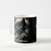 Whimsical Black Cat Santa Christmas Pet Seizoensge Koffiemok (Voorkant links)