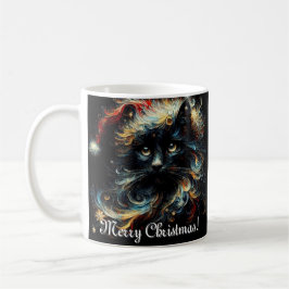 Whimsical Black Cat Santa Christmas Pet Seizoensge Koffiemok