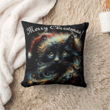 Whimsical Black Cat Santa Christmas Pet Seizoensge
