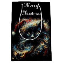 Whimsical Black Cat Santa Christmas Pet Seizoensge