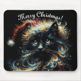 Whimsical Black Cat Santa Christmas Pet Seizoensge Muismat