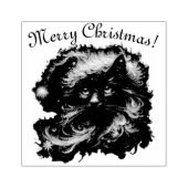 Whimsical Black Cat Santa Christmas Pet Seizoensge Rubberstempel (Afrduk)