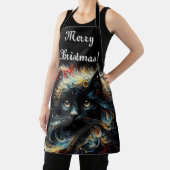 Whimsical Black Cat Santa Christmas Pet Seizoensge Schort (Insitu)