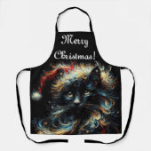 Whimsical Black Cat Santa Christmas Pet Seizoensge Schort (Voorkant)