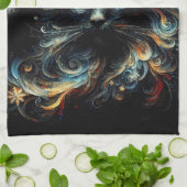 Whimsical Black Cat Santa Christmas Pet Seizoensge Theedoek (Gevouwen)