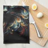 Whimsical Black Cat Santa Christmas Pet Seizoensge Theedoek (Quarter Fold)