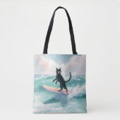 Whimsical Black Cat Surfer Tas (Voorkant)