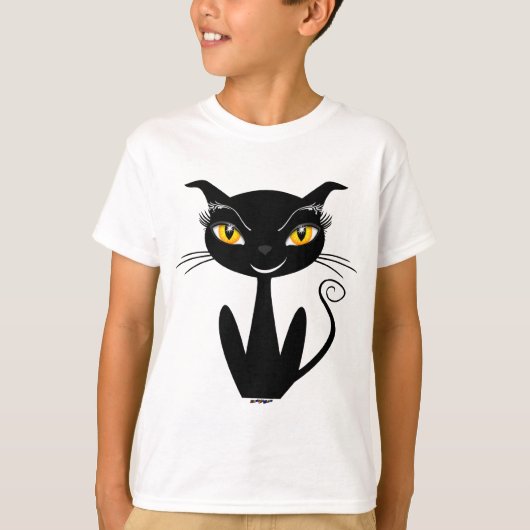 Whimsical Black Cat T-shirt (Voorkant)
