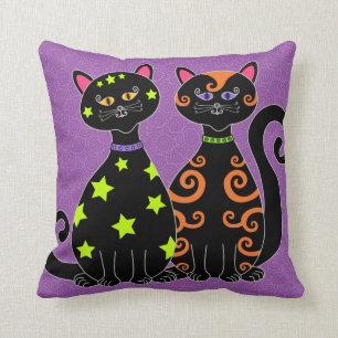 Whimsical Black Cats Halloween Kussen