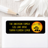 Whimsical Black Cats, Maan en Spinnenweb Etiket (Insitu)