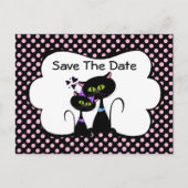 Whimsical Black Cats Wedden Save the Date Aankondigingskaart (Voorkant)