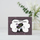 Whimsical Black Cats Wedden Save the Date Aankondigingskaart (Staand voorkant)