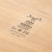 Whimsical Black Champagne Tower Bewaar de datum Acryl Uitnodigingen (Laagn)