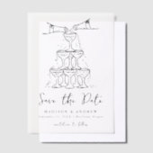 Whimsical Black Champagne Tower Bewaar de datum Vellum Uitnodigingen (Offset)