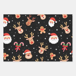 Whimsical Black Christmas Inpakpapier Vel