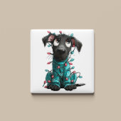 Whimsical Black Dog Christmas Magnet
