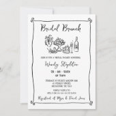 Whimsical Black Drawn Bridal Brunch Vrijgezellenfe Kaart (Voorkant)