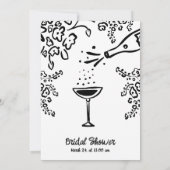 Whimsical Black Drawn Petal Prosecco Vrijgezellenf Kaart (Achterkant)