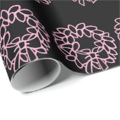 Whimsical Black en Pink Christmas Krans Patroon Cadeaupapier (Rol Hoek)