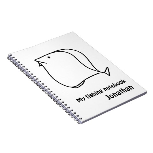 Whimsical Black en White Fish Notitieboek (Rechterzijde)