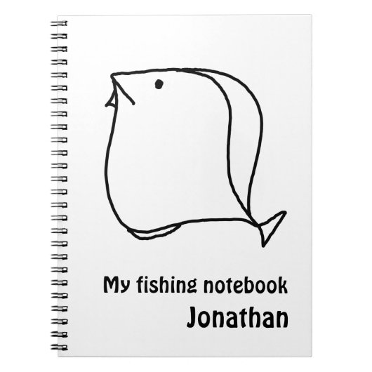 Whimsical Black en White Fish Notitieboek (Voorkant)