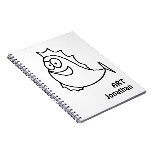 Whimsical Black en White Fish Notitieboek (Rechterzijde)