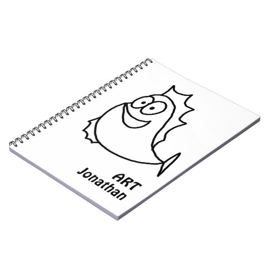 Whimsical Black en White Fish Notitieboek (Linkerzijde)