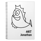 Whimsical Black en White Fish Notitieboek (Voorkant)