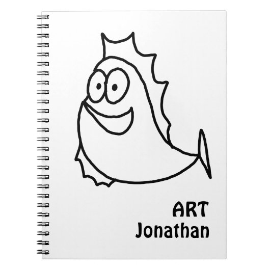 Whimsical Black en White Fish Notitieboek (Voorkant)