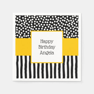 Whimsical Black en White Patronen met geel Servet