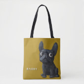 Whimsical Black Frenchie Mustard Yellow Dog Tas (Voorkant)