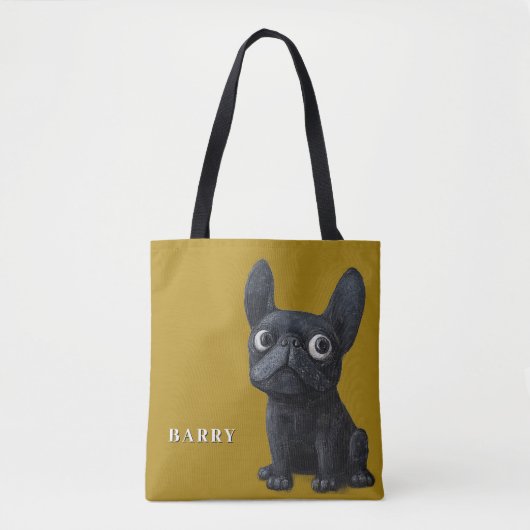 Whimsical Black Frenchie Mustard Yellow Dog Tas (Voorkant)