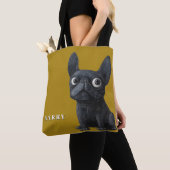 Whimsical Black Frenchie Mustard Yellow Dog Tas (Dichtbij)