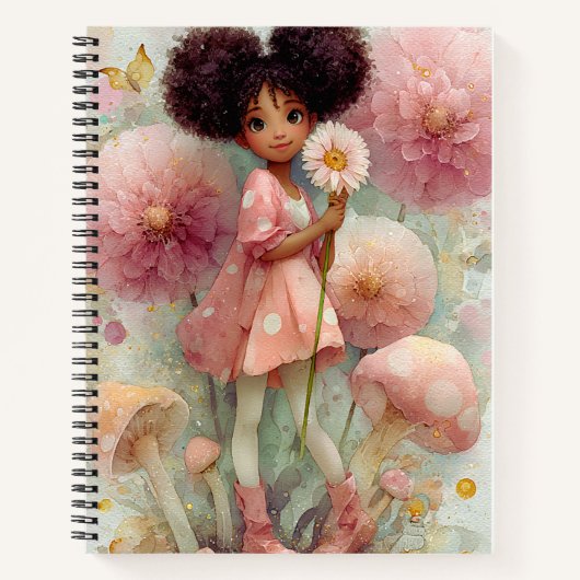 Whimsical Black Girl Art Notitieboek (Voorkant)