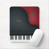 Whimsical Black Grand Piano, gepersonaliseerd Muismat (Met muis)