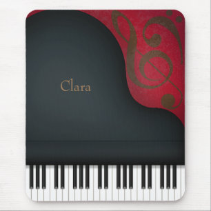 Whimsical Black Grand Piano, gepersonaliseerd Muismat