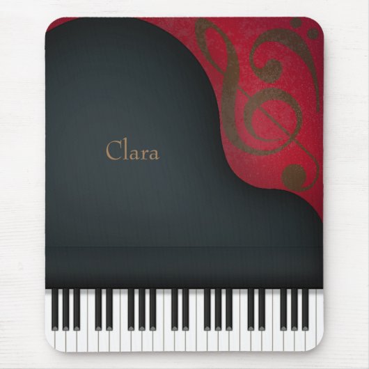 Whimsical Black Grand Piano, gepersonaliseerd Muismat (Voorkant)
