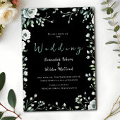 Whimsical Black Greenery en gouden bruiloft Kaart