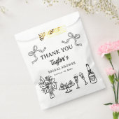 Whimsical Black Hand Drawn Vrijgezellenfeest Bedankzakje (Gezegeld)