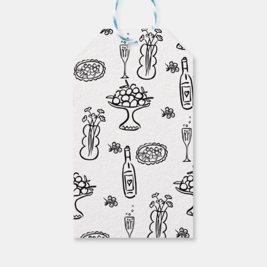 Whimsical Black Hand Drawn Vrijgezellenfeest Cadeaulabel (Achterkant)