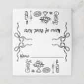 Whimsical Black Hand Drawn Vrijgezellenfeest Plaatskaartje (Buitenkant ongevouwen)