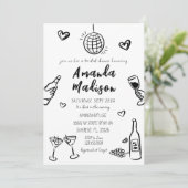 Whimsical Black Hand Drawn Wine Vrijgezellenfeest Kaart (Staand voorkant)