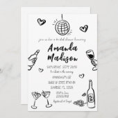 Whimsical Black Hand Drawn Wine Vrijgezellenfeest Kaart (Voorkant / Achterkant)