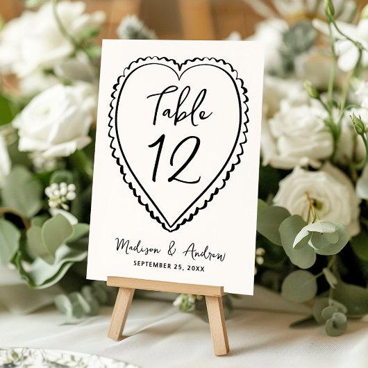 Whimsical Black Heart Wedding Kaart